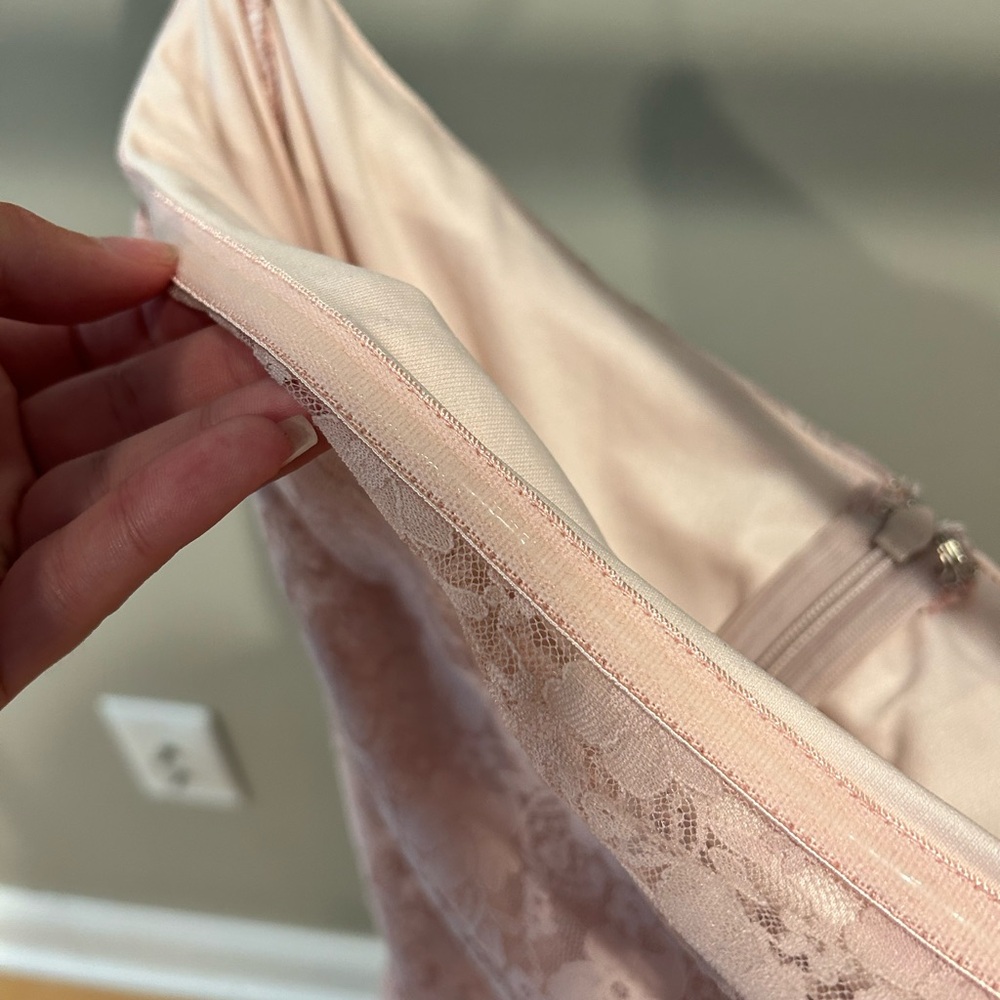 Pink floral strapless, short dress, worn once - Picture 2 of 9